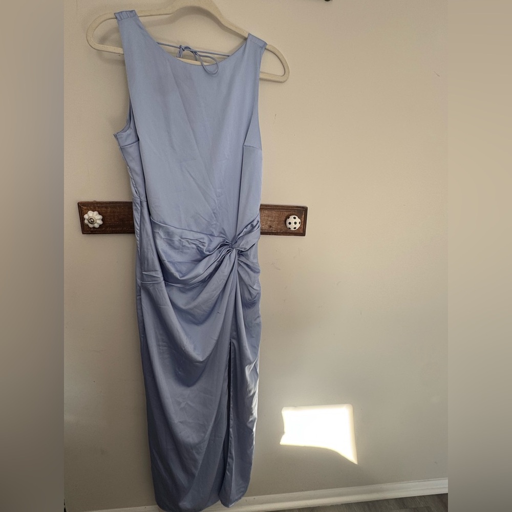 Abercrombie & Fitch Light Blue Sleeveless Knot-Detail Maxi Dress